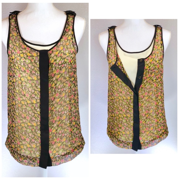 rag & bone Tops - {RAG & BONE} Silk Floral Layered Sheer Tank Top